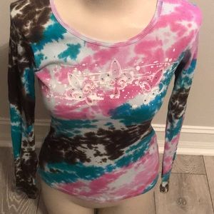 Pink Jewel girls long sleeve tie dye XL